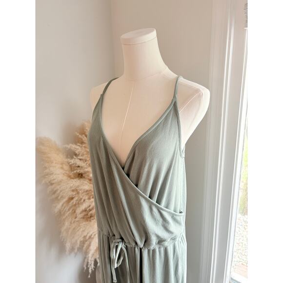 NWT GAP Ribbed Wrap Jumpsuit Womens Medium Gasoline Green - Picture 3 of 10